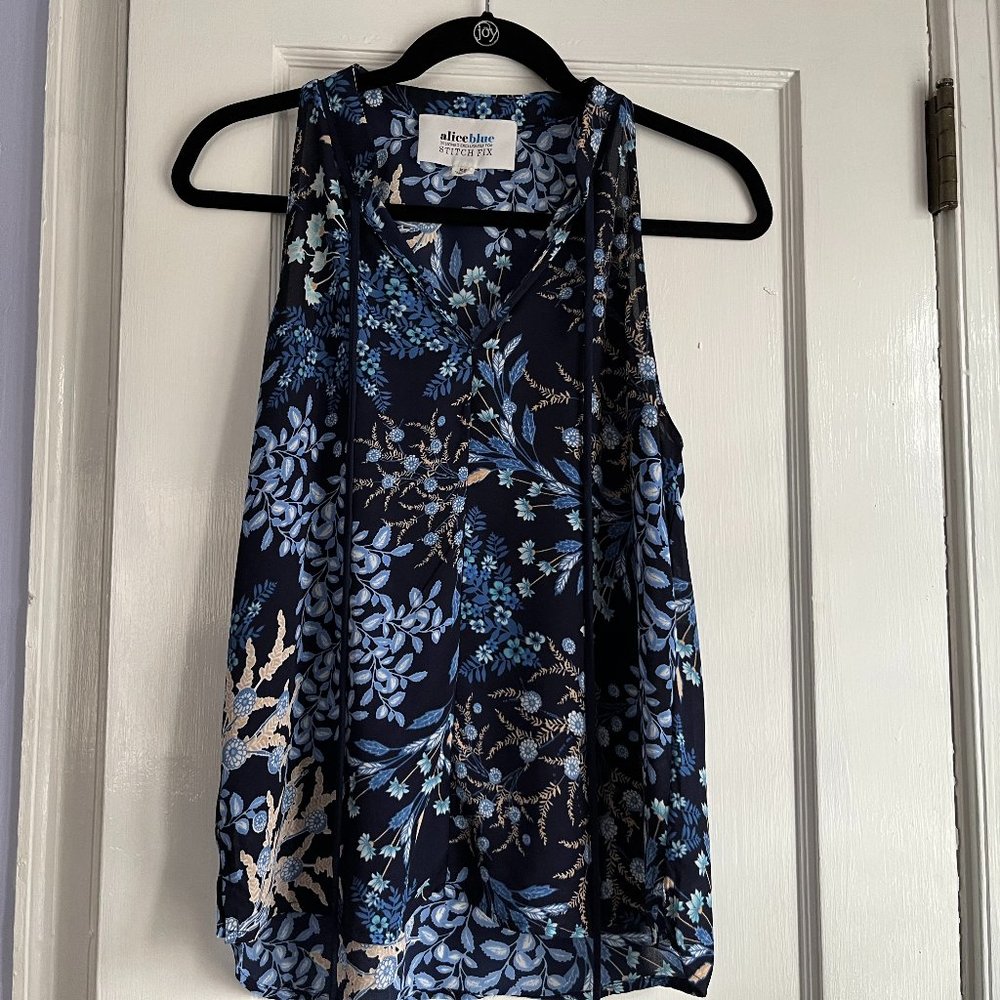 Alice Blue for Stitch Fix | Blue Floral Tank Blouse XS
